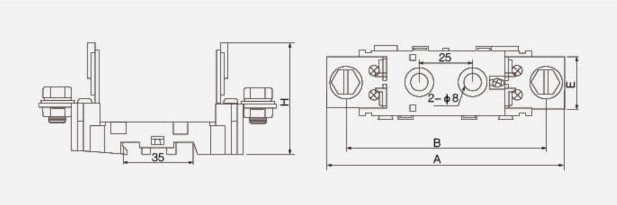 Suporte de fusível de base de fusível de bateria 48VDC NH00