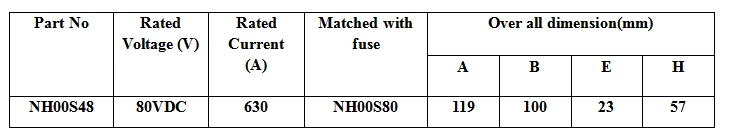 Suporte de fusível de base de fusível de bateria 48VDC NH00