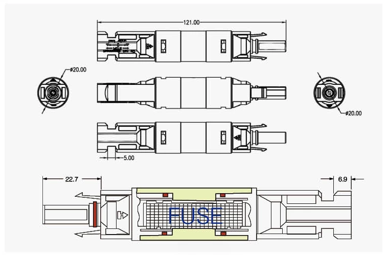 Fusível solar fotovoltaico 1500VDC 10x38 mm 2A ,3,15A,4A,5A,6A,8A ,10,12,15,16,20,25,30A gPV