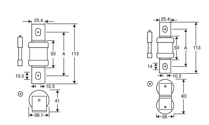 Fusível britânico BS88 FM MT 690V AC / 160A-355A