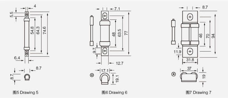 Fusível de proteção de semicondutor britânico BS88 CT 690 V CA / 6A-20A