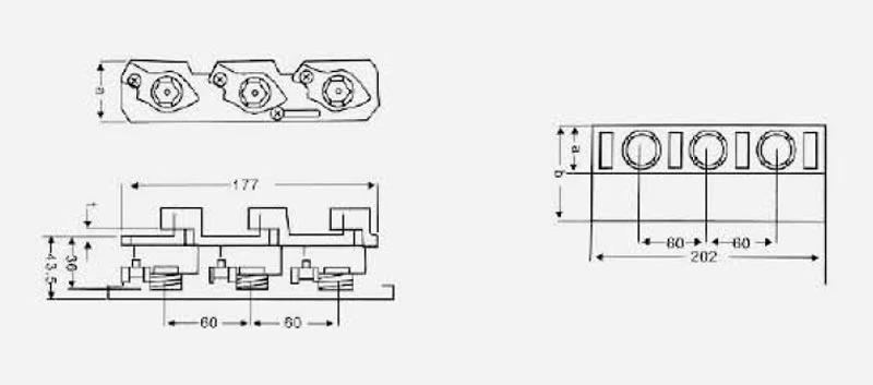 Держатель предохранителя DIN D 63A E33 3 полюса