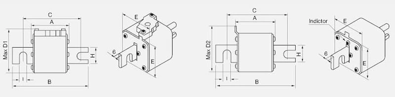 Fusível de proteção de semicondutor de corpo quadrado 1000 V / 50-1400 A