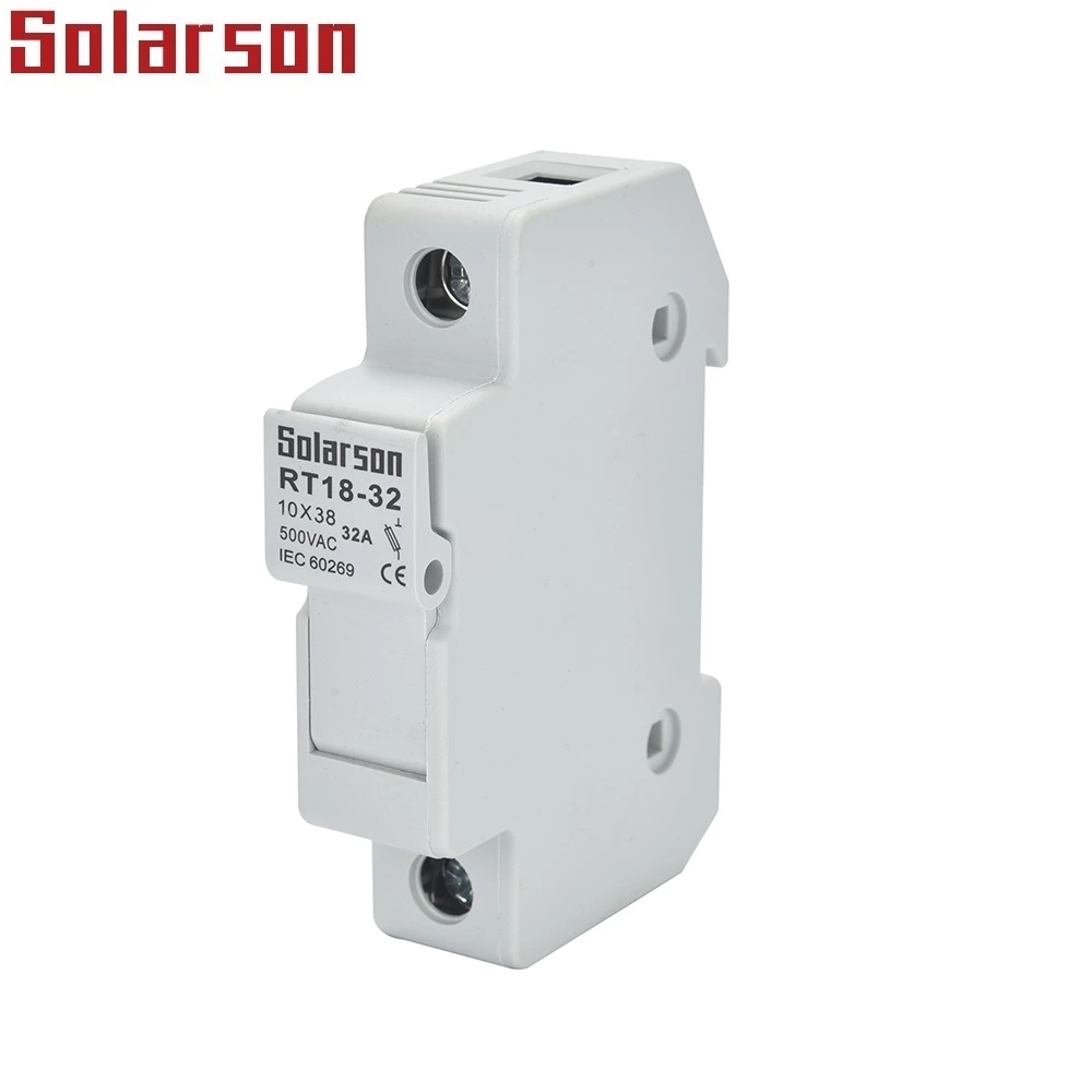 Porta fusível montado em trilho DIN 10x38mm 500VAC 32A