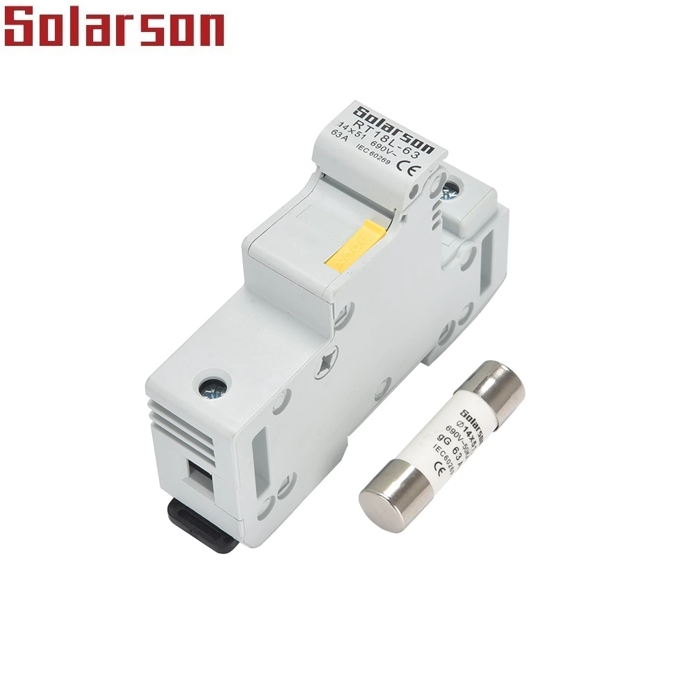 Porta fusível cilíndrico IEC 14x51mm 500V 690V AC 63A