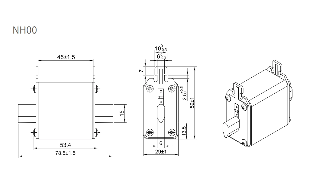 1000VDC NH00 size Solar PV fuse 32A, 40A,50A,63A,80A,100A,125A,160A gPV