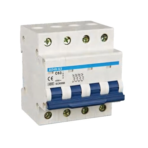 DZ49-63 Series Miniature Circuit Breaker 230VAC 400VAC 6A 10A 16A 20A 25A 32A 40A 50A 63A 1P 2P 3P 4P