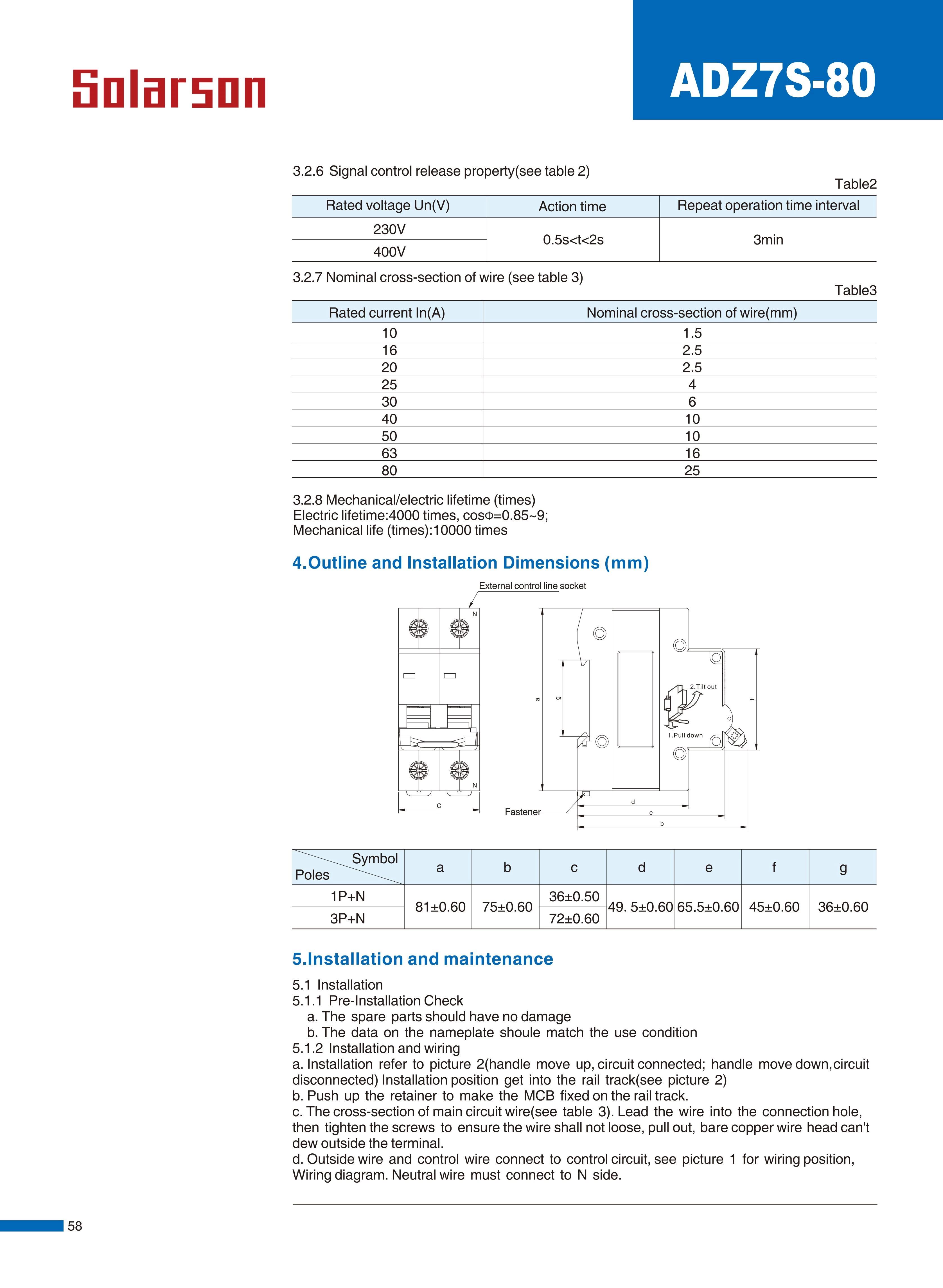 ADZ7S-80 Series Miniature Circuit Breaker MCB 230V/400V 6A 10A 16A 20A 25A 32A 40A 50A 63A 80A
