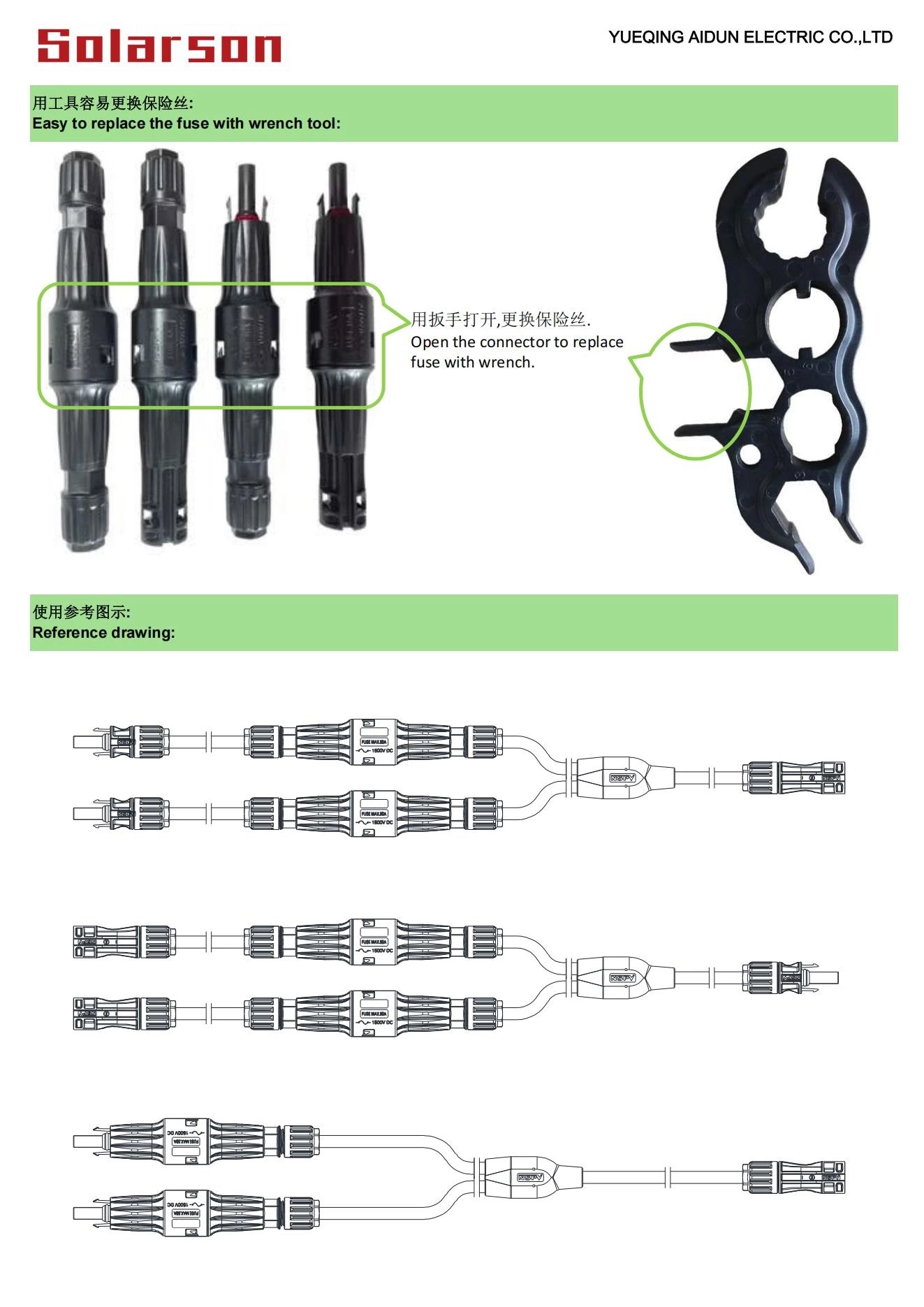 AF3-15 1500VDC Solar Fuse Connector 1A,2A,3A,3.5A,4A,5A,6A,8A,10A,12A,15A,20A,25A,30A,32A,40A,50A gPV