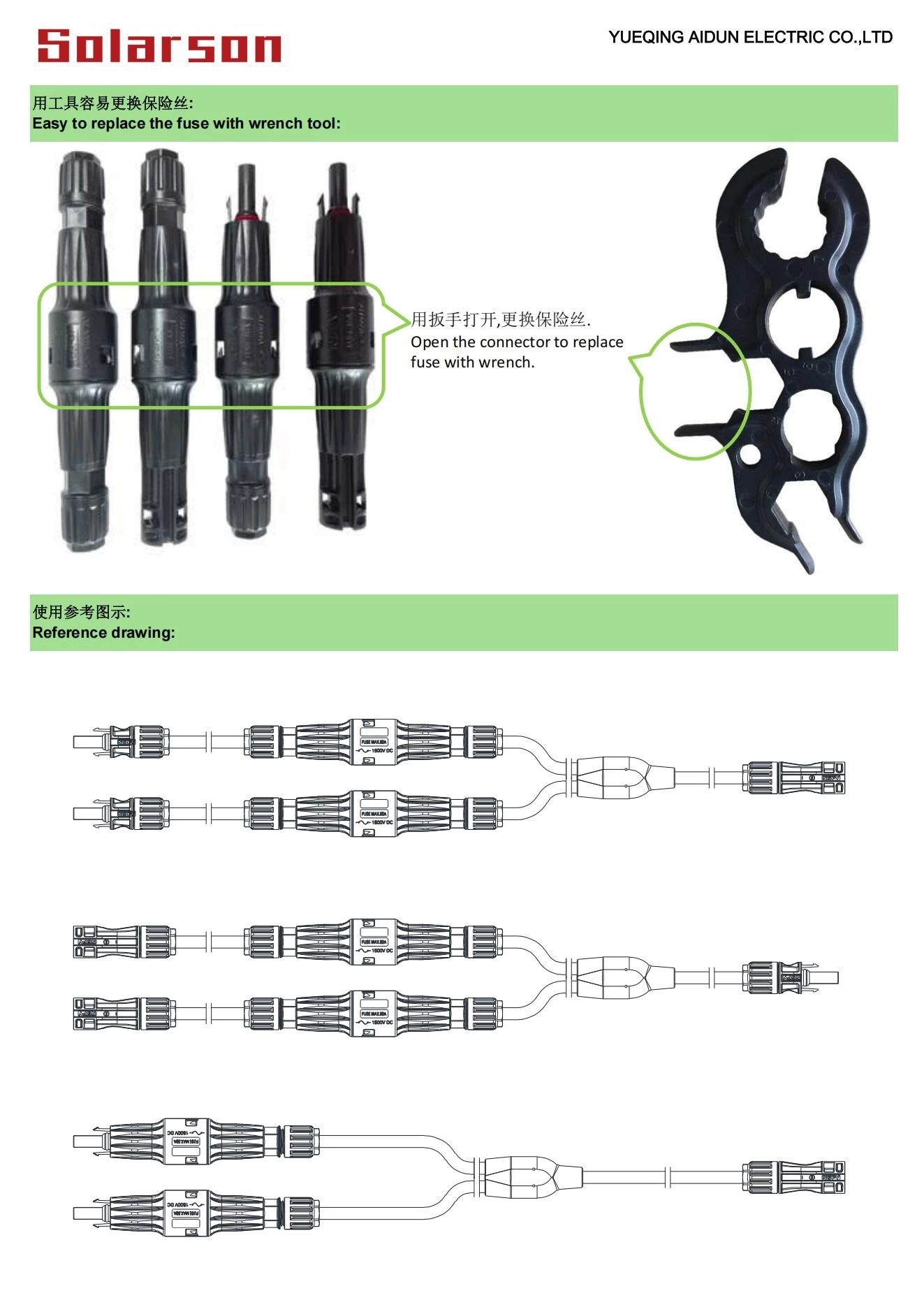 AF2-15 1500VDC Solar Fuse Connector 1A,2A,3A,3.5A,4A,5A,6A,8A,10A,12A,15A,20A,25A,30A,32A,40A,50A gPV