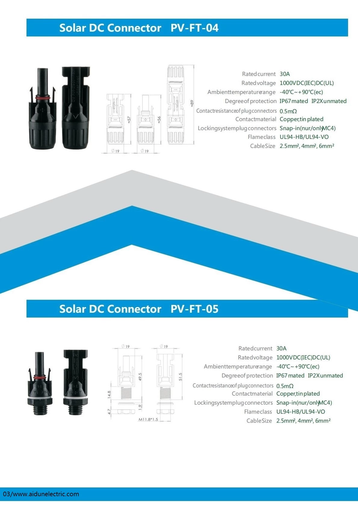 China Solar Panel Connector 1000VDC Waterproof IP67  for  PV Solar System