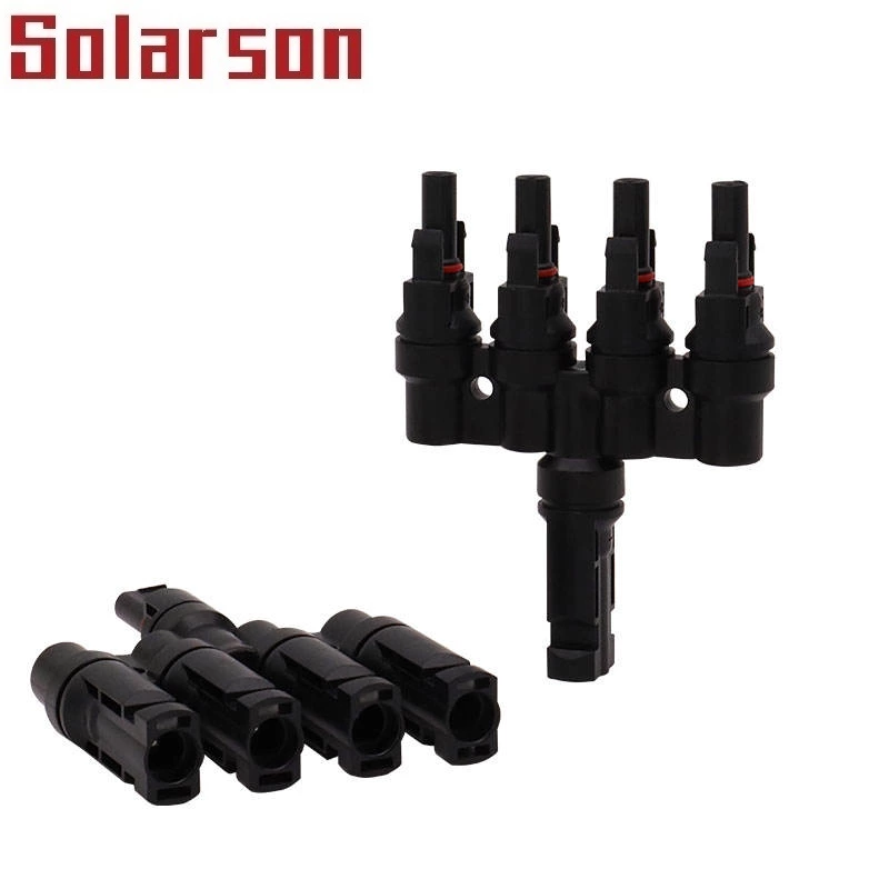 China IP67 1000Vdc Solar T Branch Connectors T4 1 to 4  Type Branch DC Waterproof Male and Female Solar Connector